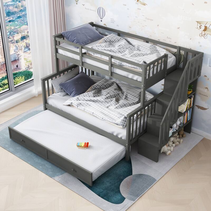 Twin-Over-Full Bunk Bed with Twin size Trundle