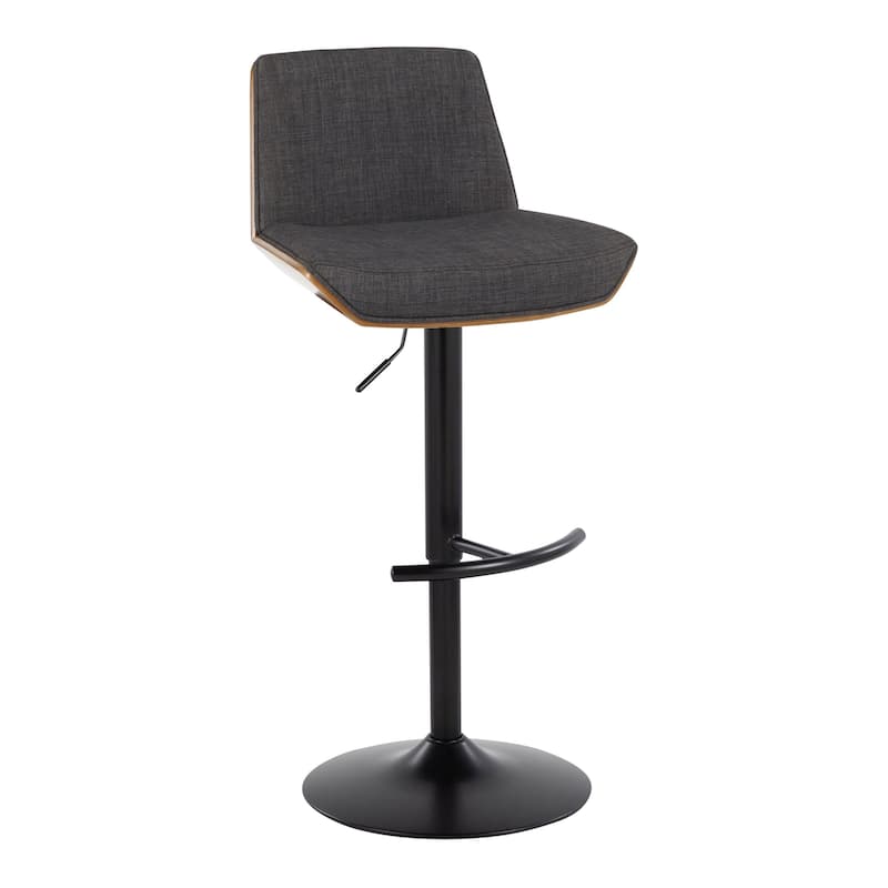Carson Carrington Clemens Adjustable Bar Stool with Rounded T Footrest (Set of 2) - Charcoal Fabric/Black Metal