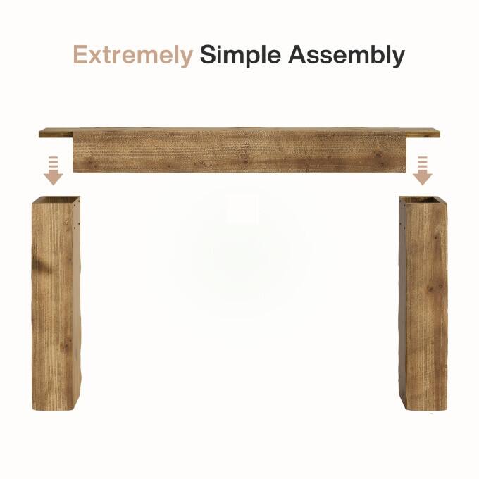 Farmhouse Solid Wood Entryway Table, 63-inch Console Sofa Table