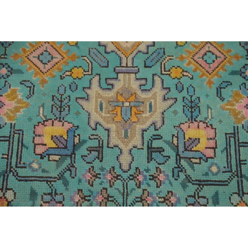 Hand Knotted Oriental 100% Wool Carpet Traditional Floral Navy Blue & Blues Tabriz Area Rug - 9' 6'' X 6' 9''