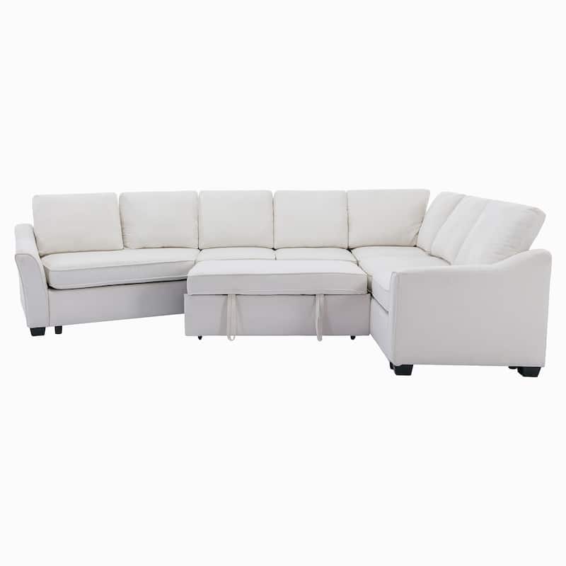 L-Shape Sectional Sleeper Sofa Bed with USB Charging Port