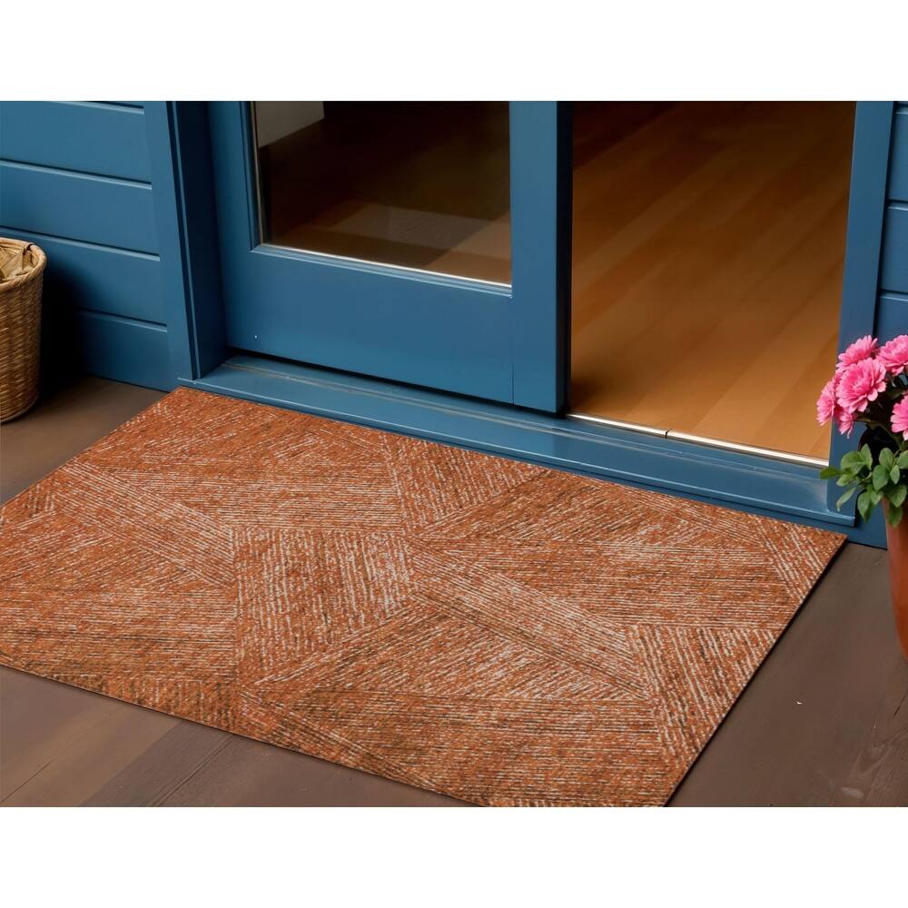 HomeRoots Abstract Transitional Rectangle Outdoor Rug