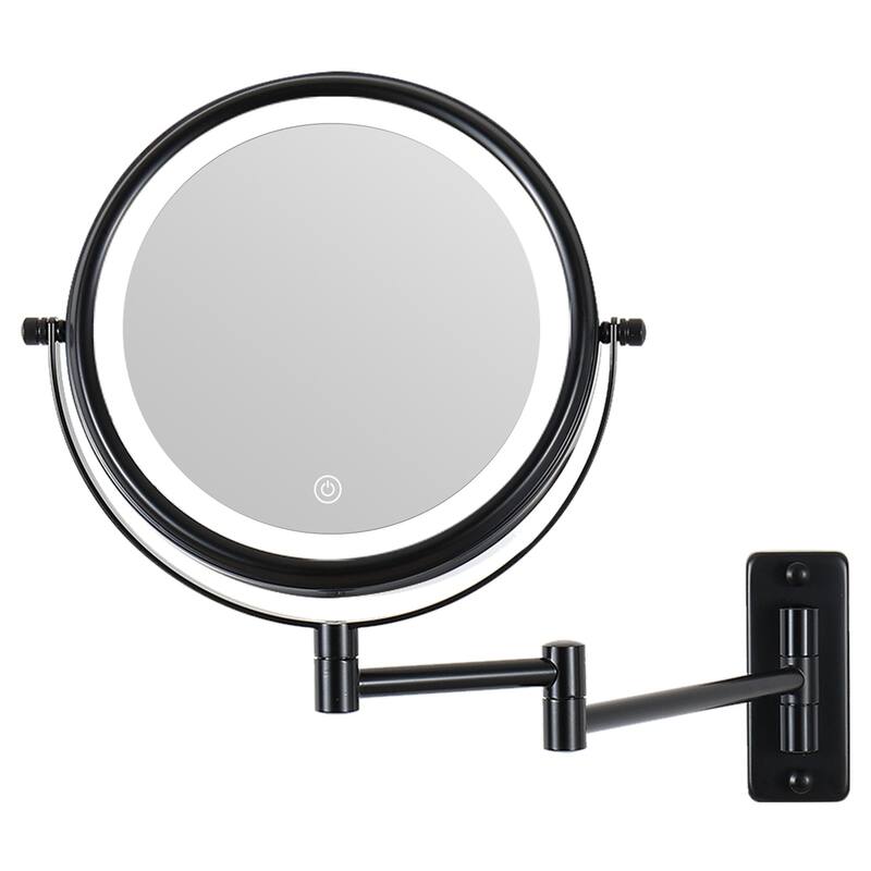 8 inch Double-Sided Wall Mounted 10X LED Magnifying Bathroom Mirror