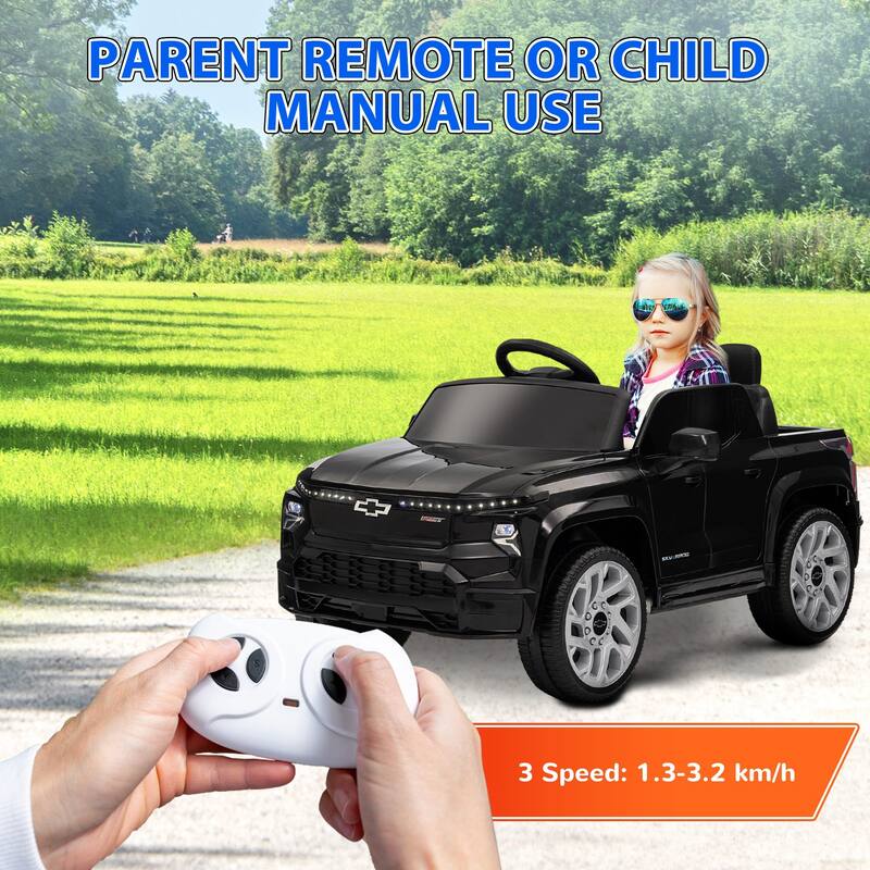 Licensed Chevrolet Silverado EV Kids Electric Ride On Car with Parental Remote Control, Suspension, 3 Speed and Soft Start