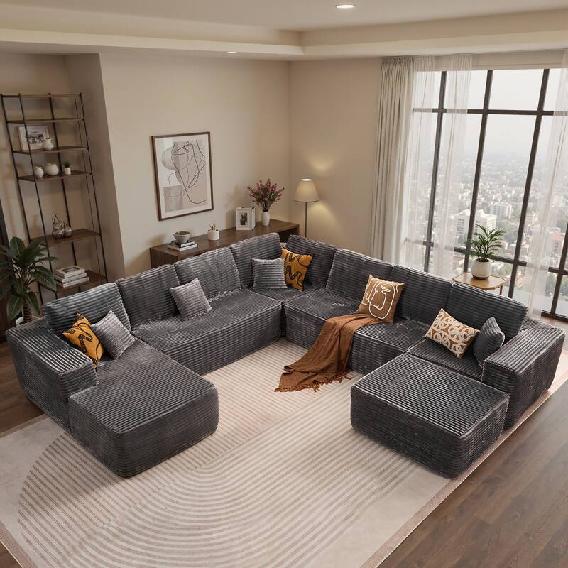 OVIOS 5-Piece Arced Plush Modular Sofa Set