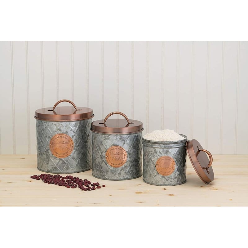 Amici Bristol Metal Canister Galvanized and Copper