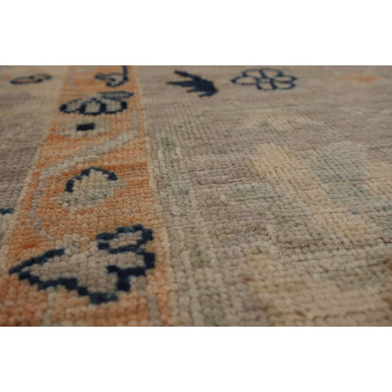 All-Over Floral Oushak Vegetable Dye Area Rug Hand-Knotted Wool Carpet - 8'1"x 10'5"