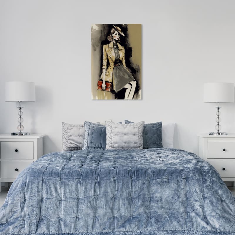 Wynwood Studio Fashion and Glam Lady Lady Brown and Beige Modern & Contemporary Wall Art Canvas Print - 36 x 24