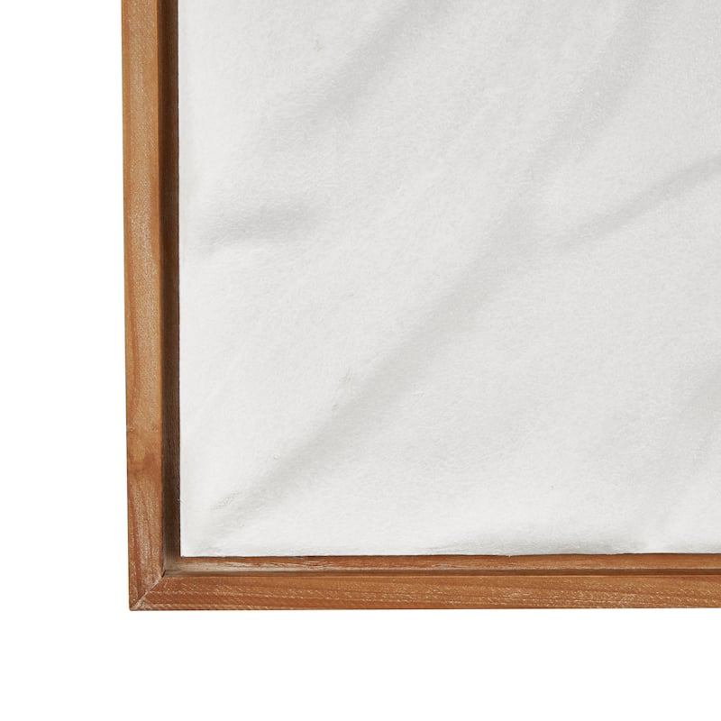 Wood Abstract Abstract Dimensional Shaped Wall Decor with Brown Wooden Frame - White - Roche River Decor
