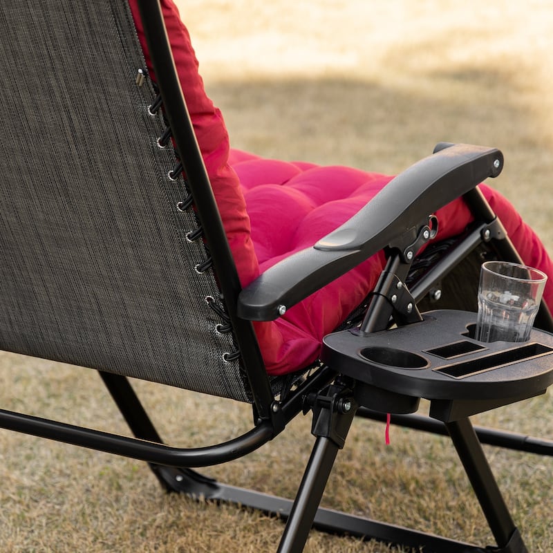 Zero Gravity Chair, Folding Reclining Lounge Chair with Padded Cushion, Side Tray for Patio, Camping, and Backyard