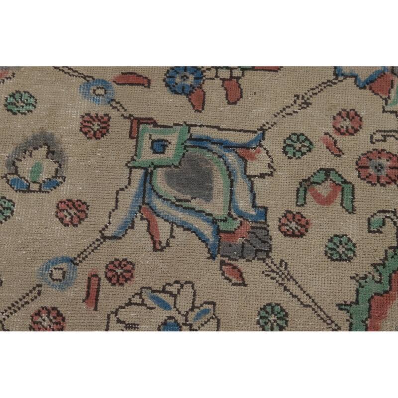 Hand Knotted Oriental 100% Wool Carpet Traditional All-Over Beige & Ivories Tabriz Area Rug - 12' 3'' X 9' 8''