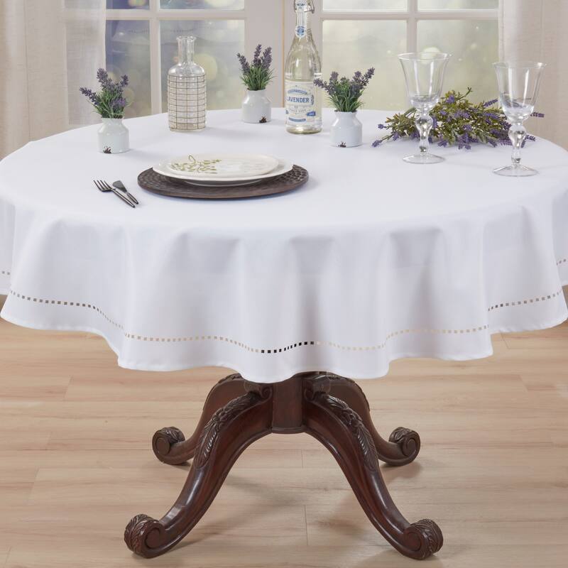 Solid Textured Tablecloth with Clean Drape, Minimal Decorative Edge, and Versatile Styling for Dining and Entertaining