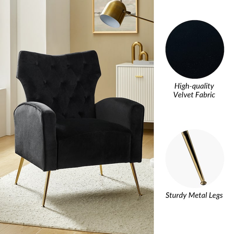 Abadiana Accent Tufted Chair with Metal Base by HULALA HOME