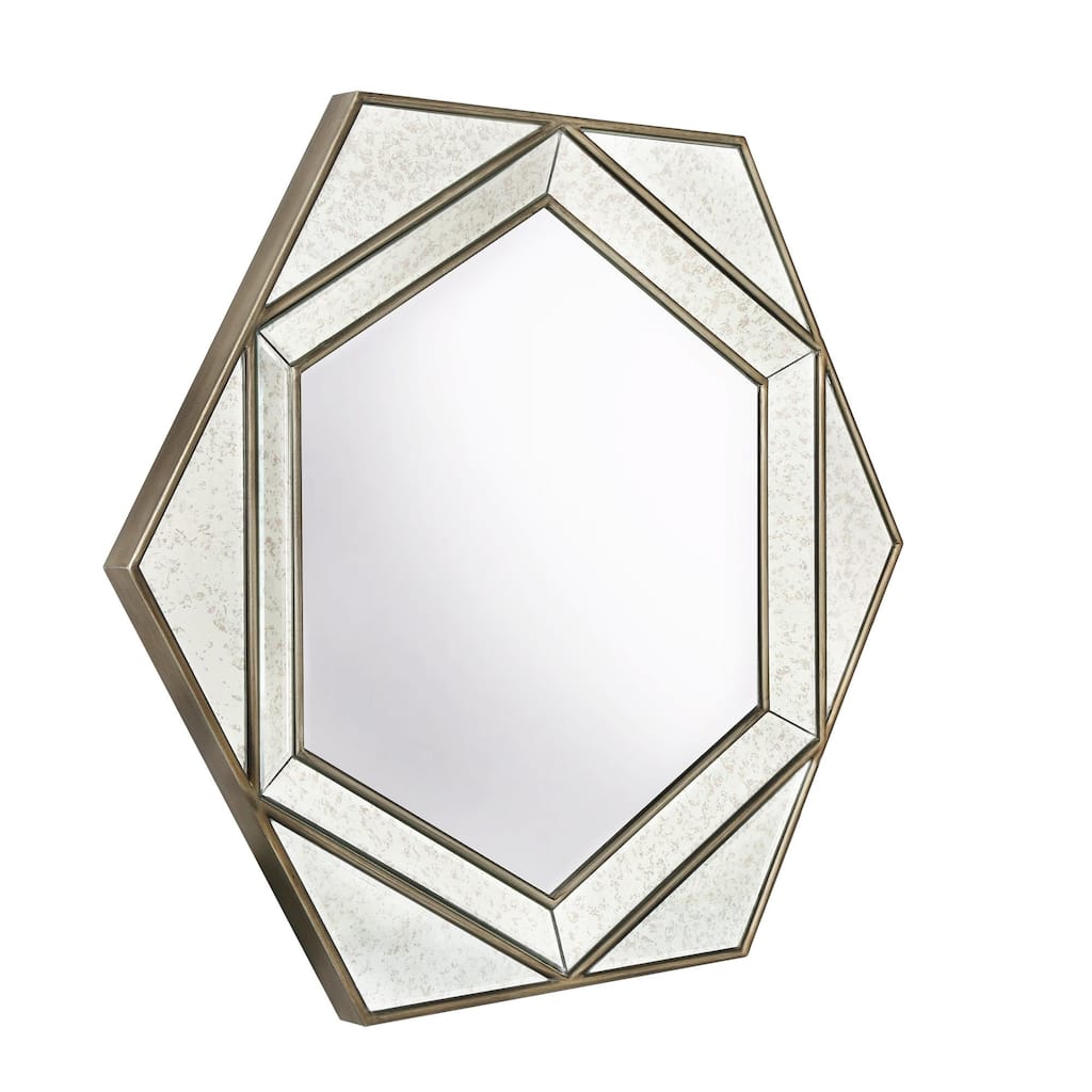 Luxury Hexagon Beveled Large Bathroom Vanity Mirror, Wall Antique Bedroom Living / Dining Room - 30.7" H x 35.2" W x 0.8" D