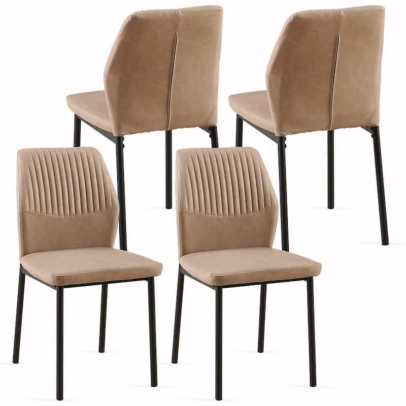4PCS PU Metal Armless Dining Chair