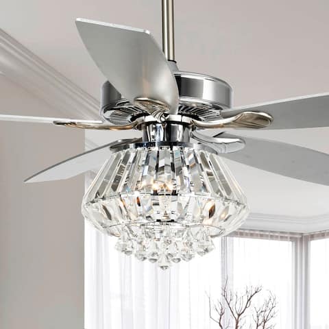 Modern Chrome and Crystal 52-inch Ceiling Fan with Remote