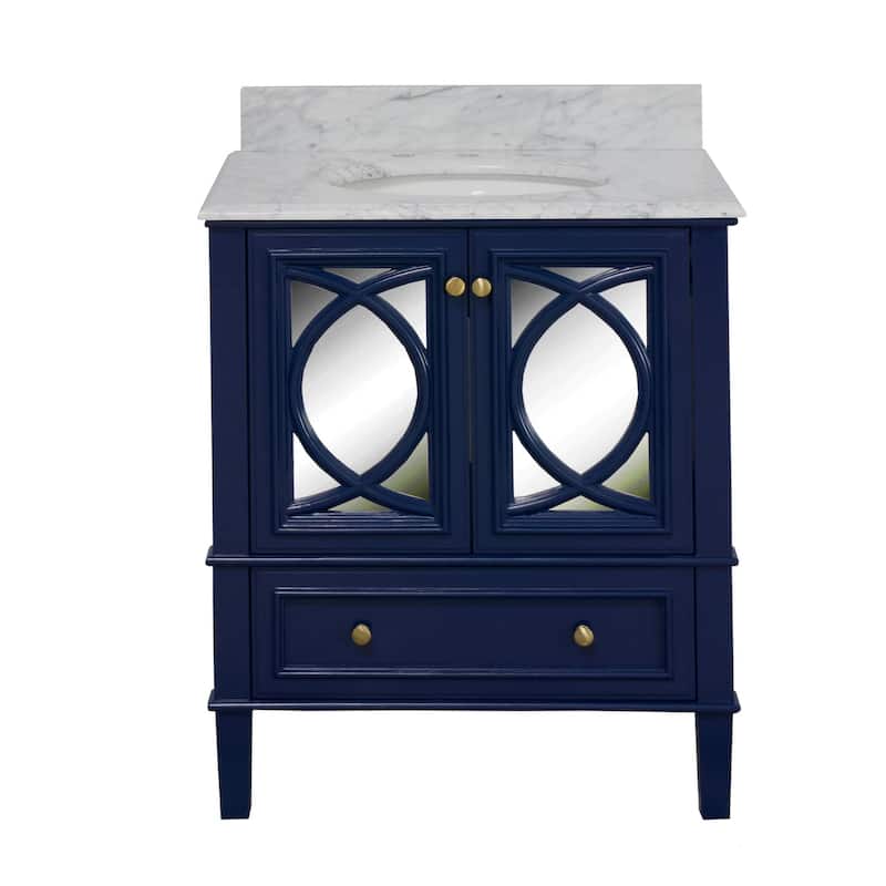 KitchenBathCollection Olivia 30" Bathroom Vanity with Carrara Marble Top