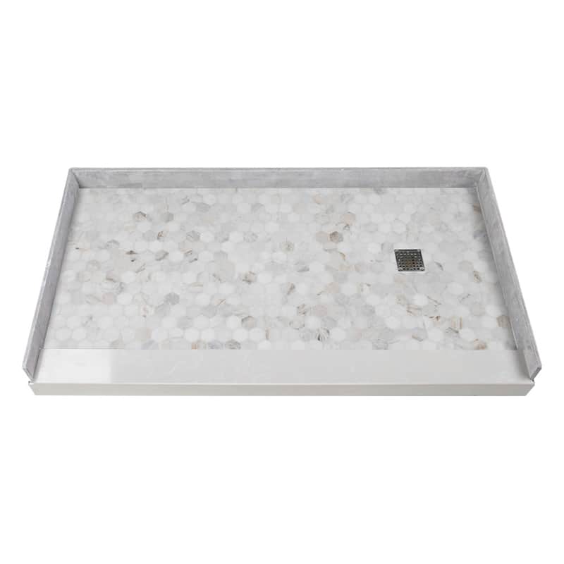 Transolid FPT6032R 60" x 32-1/4" Rectangular Shower Base with Single - Off-White Hexagon