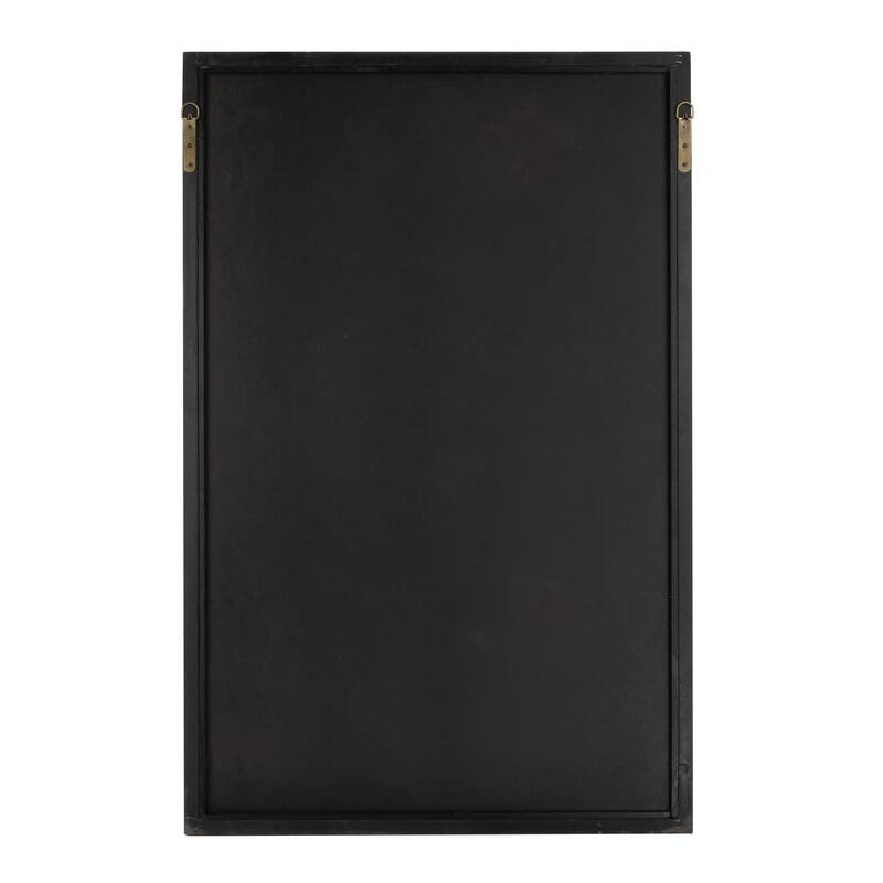 Glass Wall Mirror with Geometric Art Deco Wood Frame - 26.0"L x 1.1"W x 40.0"H