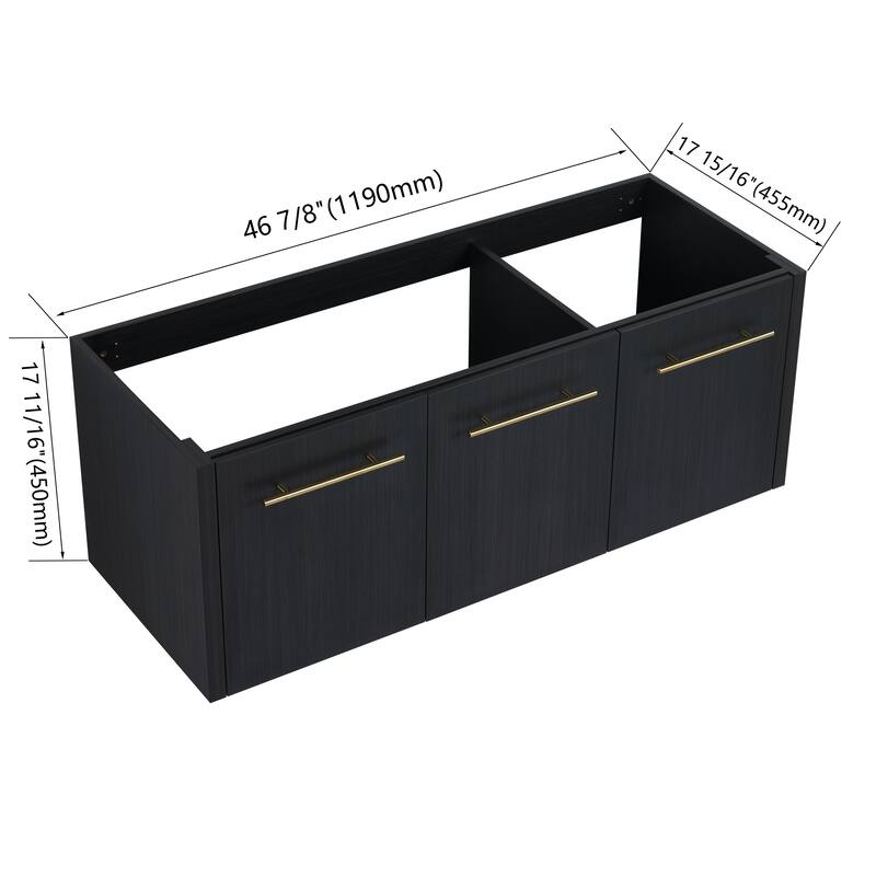 Modern Floating 24-Inch Bathroom Vanity Cabinet, Black Chestnut with Ample Storage, No Top Sink Included