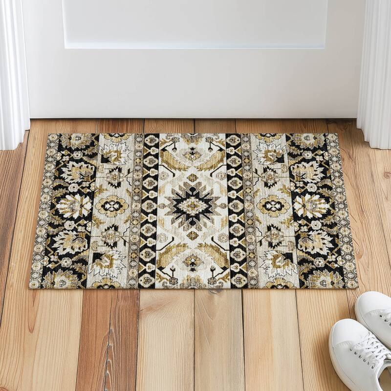 Machine Washable Indoor/ Outdoor Traditional Aspen Chantille Rug