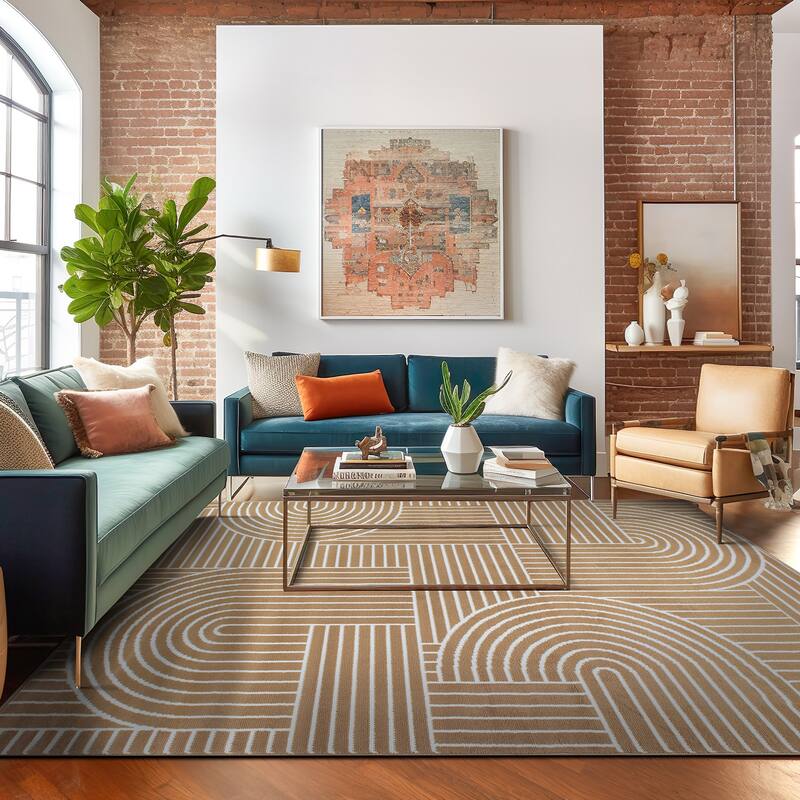 World Rug Gallery Contemporary Stripe Arch Design Area Rug