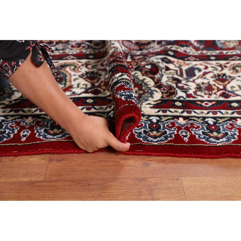 Victorian Style Kashan Turkish Rug Machine Made Oriental Red Carpet - 9'7" x 12'11"