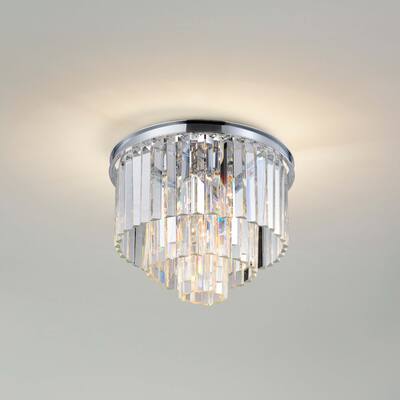Justina 5-light Crystal Glass Prism 3-tier Flush Mount - 13.5 inches wide x 10.6 inches high
