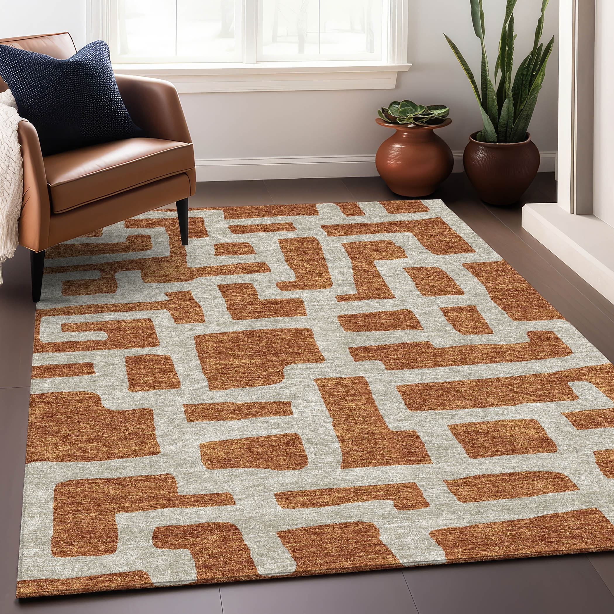 Premium Washable Super Soft Geo Maze Mayfield Rug