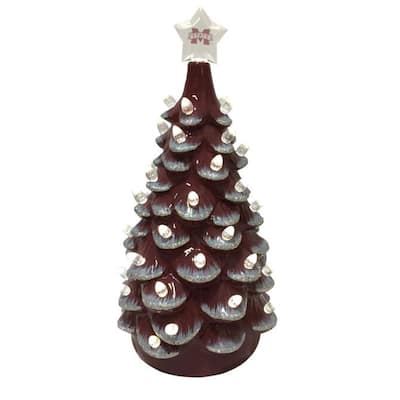 14 inch Mississippi State Ceramic Tree - red