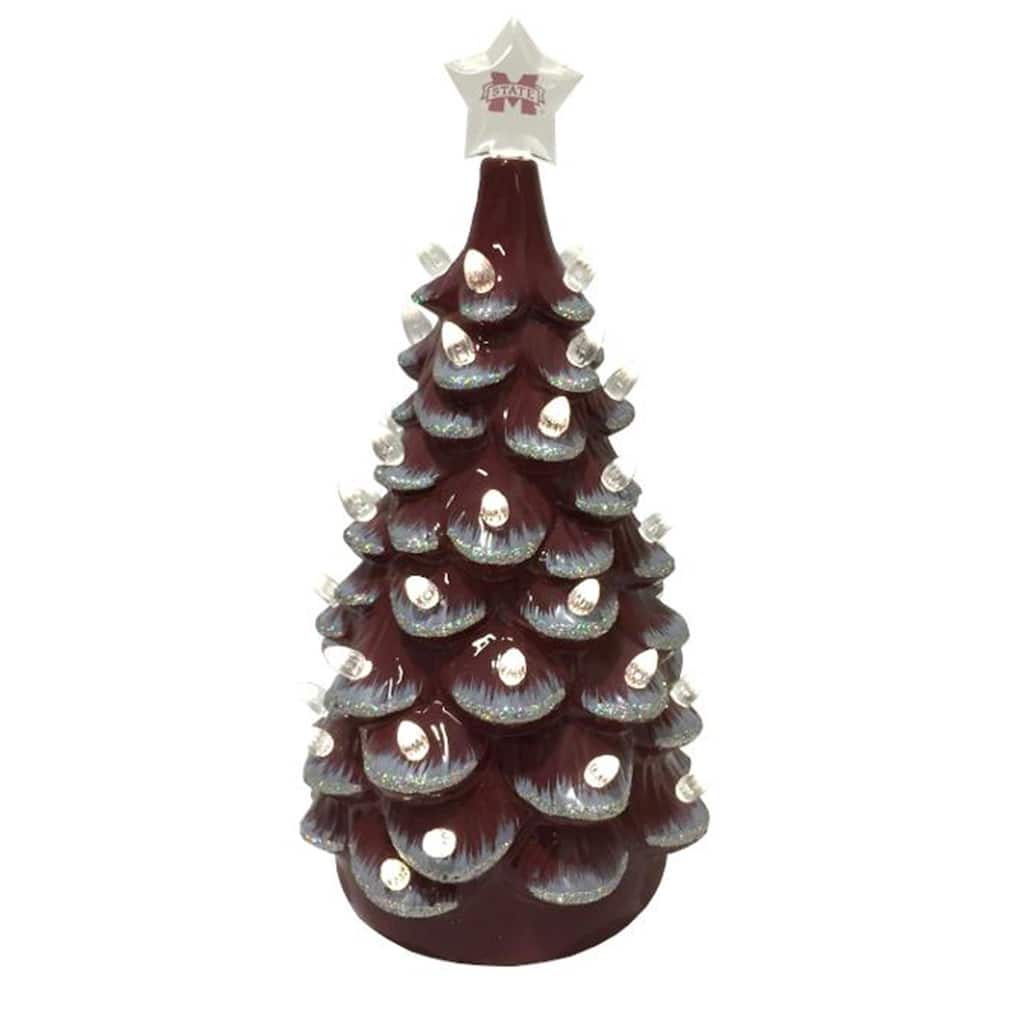 14 inch Mississippi State Ceramic Tree - red