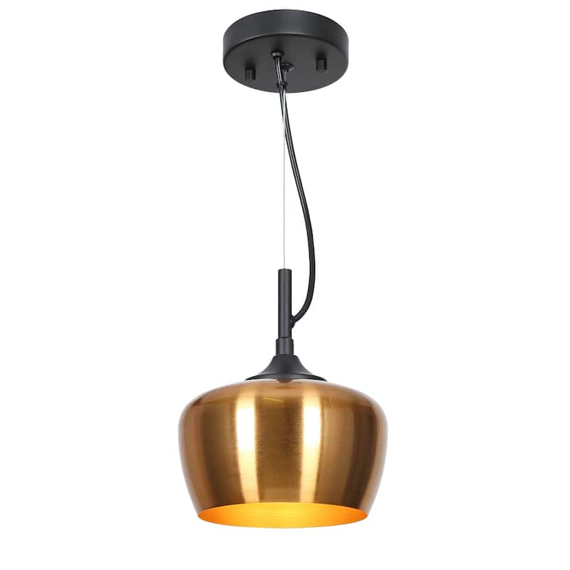 Modern Farmhouse Black Gold 1-Light Pendant Light Dome Island Lights for Dining Room