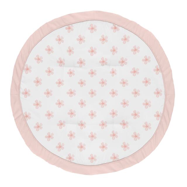 Pink Flower Blossom Girl Baby Tummy Time Playmat - Blush Shabby Chic Farmhouse Daisy for Burgundy Watercolor Floral Collection