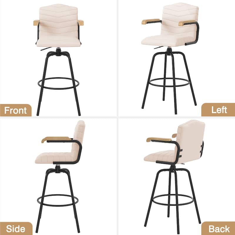 Javlergo Bar Height Bar Chairs Upholstered Bar Stools with Back and Arms Tall Kitchen Island Seating for Home/Commercial Use
