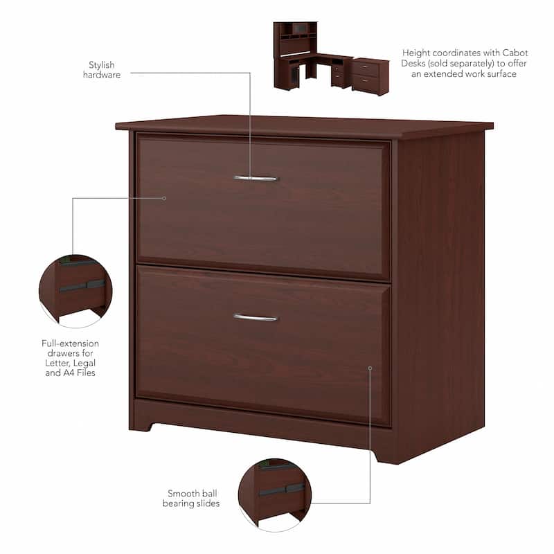 Cabot 60W L-Desk with Hutch, Cabinet and Bookcase by Bush Furniture