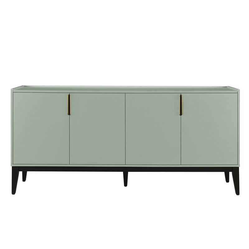 Storage Cabinet Sideboard Wooden Cabinet w/ 4 Doors，Adjustable Shelf - Green