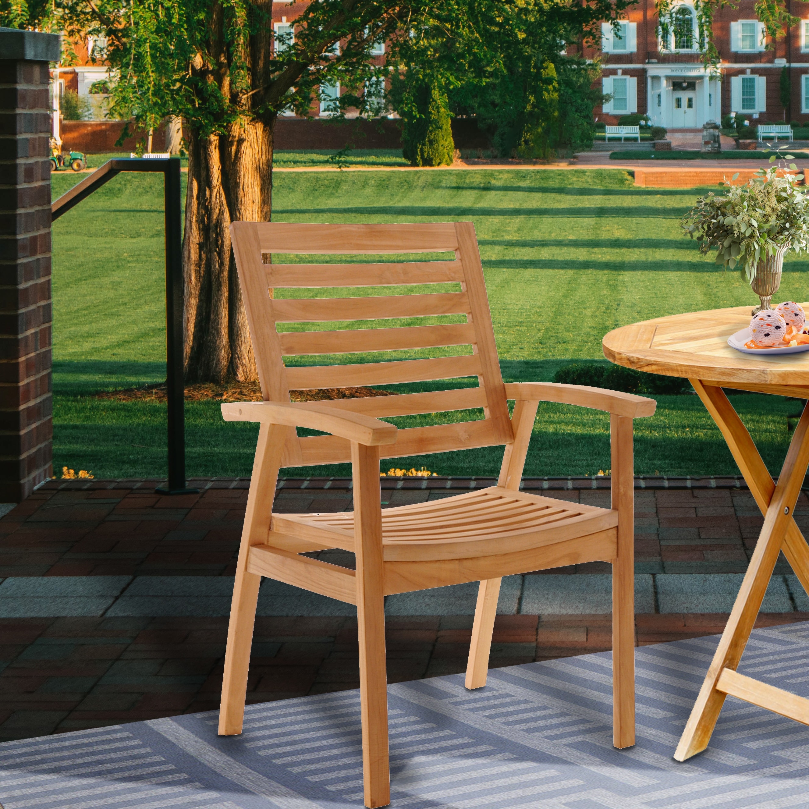 Chic Teak Kasandra Teak Wood Indoor Outdoor Dining Arm Chair N A