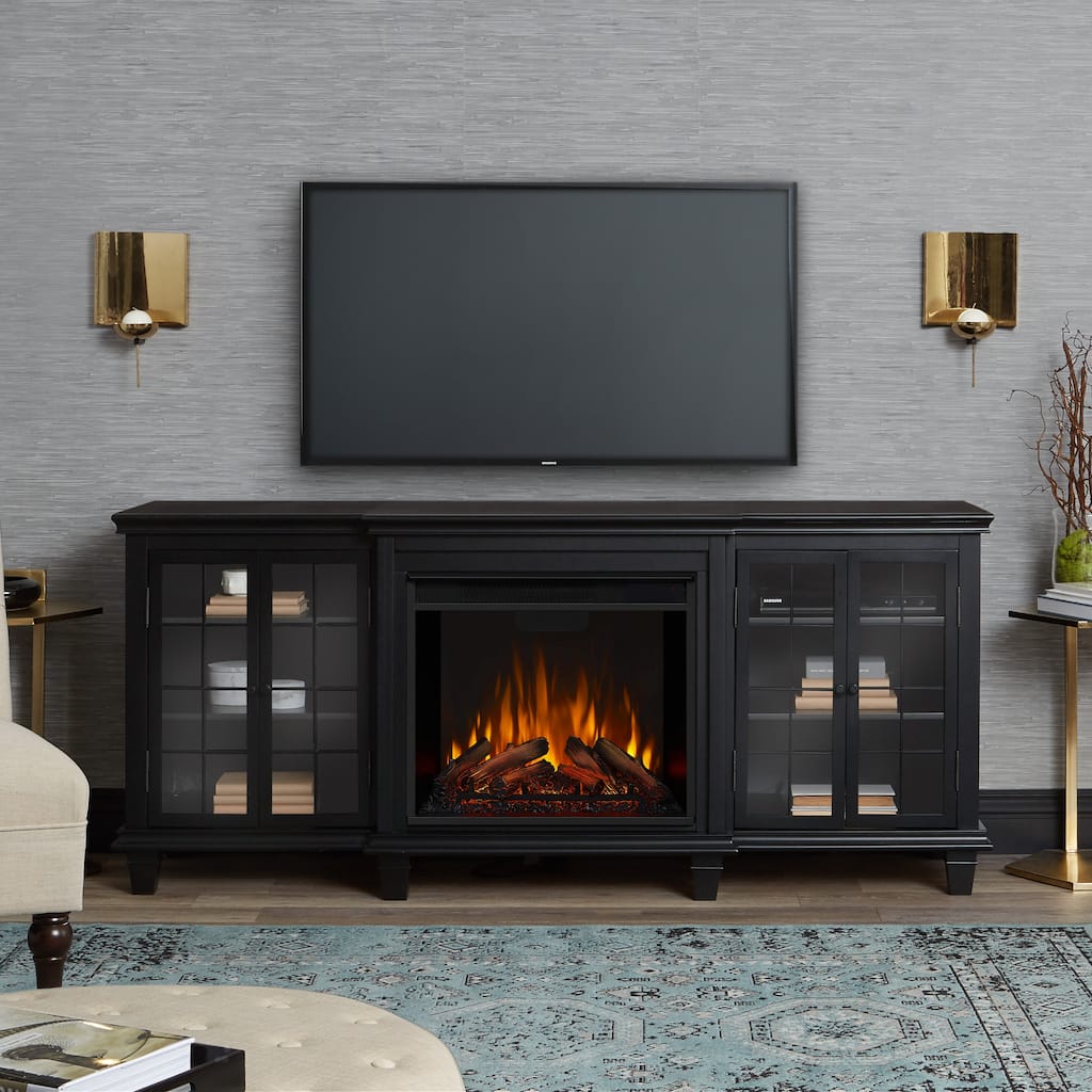 Marlowe 70" TV Stand Black Electric Fireplace