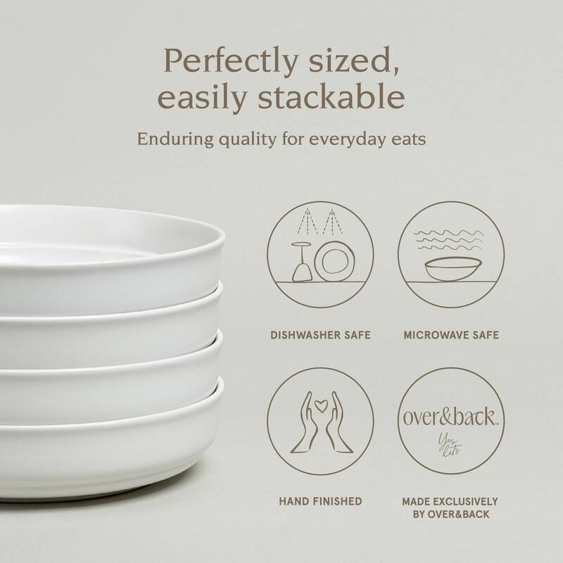 over&back Rimmed Semi-Matte Stoneware Dinner Bowls - 32oz