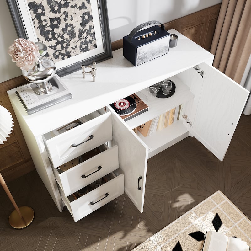 3-Drawer Lateral Filing Cabinet, Large Storage for Letter/Legal, White/Brown