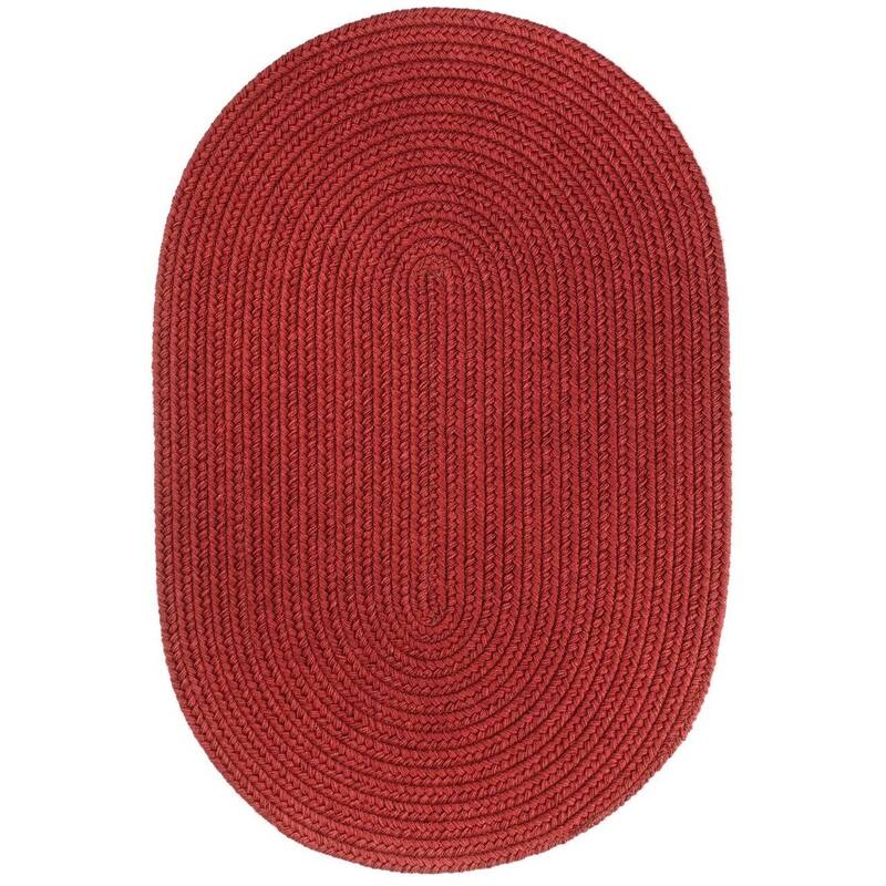 Rhody Rug Woolux Braided Wool Flatweave Oval Rug - 3' x 5' Oval - Scarlet