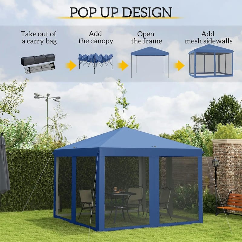 10' x 10' Pop Up Canopy Tent with Netting,Instant Gazebo,Screen House
