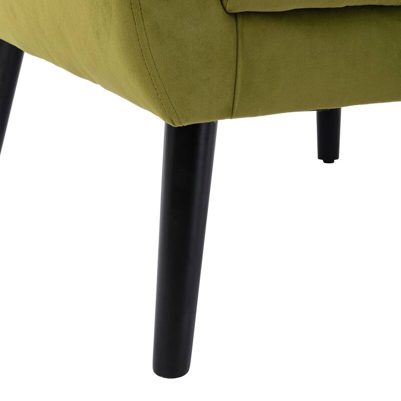 Green Velvet 29.53" Buttons Tufted Accent Chair with Black Legs