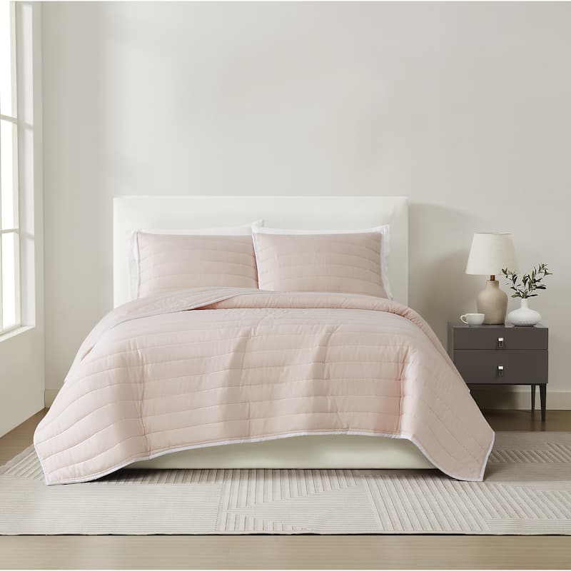 Christian Siriano NY Cotton Sateen Quilt Set - Pink - 3 Piece - Queen