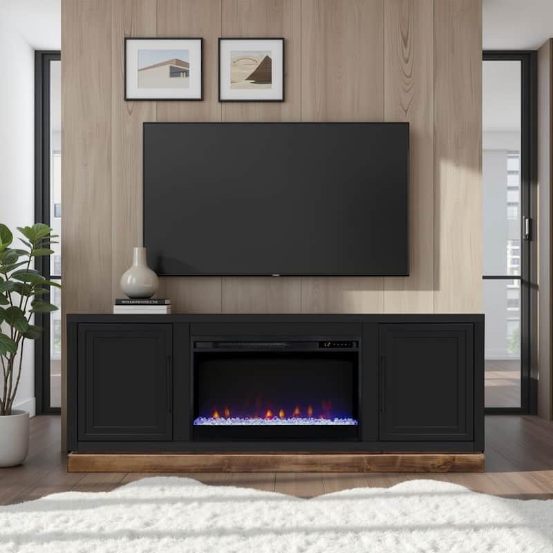 Bridgevine Home Nora 64 inch Fireplace TV Stand, for TVs up to 85 inches, Two-Tone Finish
