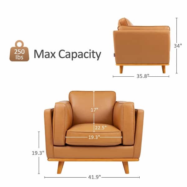 dimension image slide 3 of 6, MCombo Napa Leather Couch, Leather Sofa