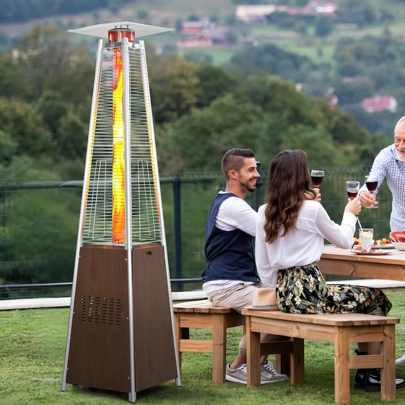 Outdoor 48,000 BTU Pyramid Propane Gas Patio Heater with Wheels