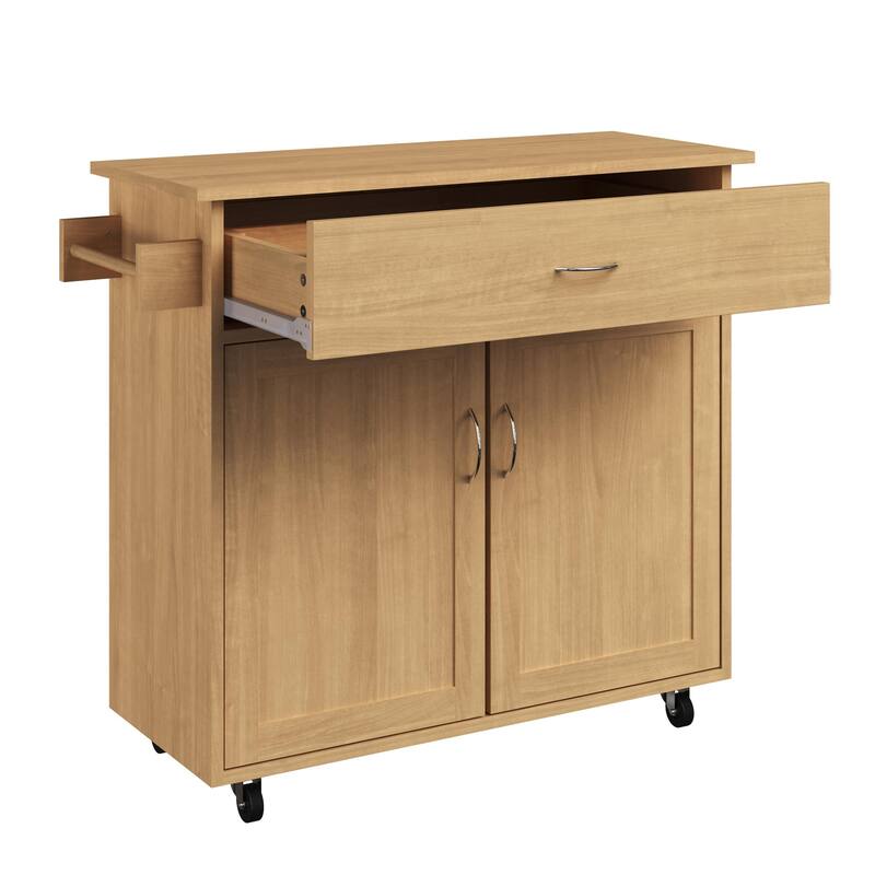 Kitchen Island with Spice Rack and Storage Cabinet - Rolling Cart with Drawers by Lavish Home (Oak)