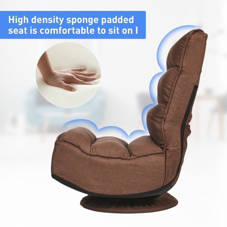 360-Degree Swivel Floor Chair with Foldable Design and Adjustable Backrest