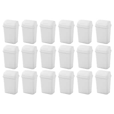 Sterilite 7.8 Gallon SwingTop Kitchen Wastebasket Trash Can, White (18 Pack)